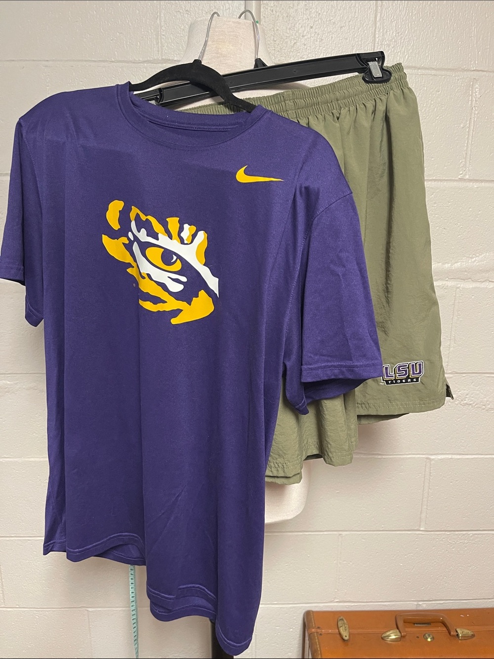 Nike Purple LSU Eye Graphic Short Sleeve Tee with Yellow Logo & LSU shorts